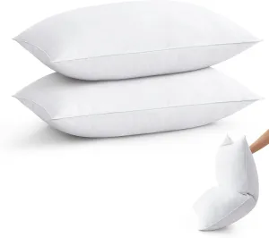 puredown® Goose Feather Down Pillows Standard Size Set of 2, Soft Fluffy Luxury Hotel Collection Bed Pillow for Back, Stomach or Side Sleeper.