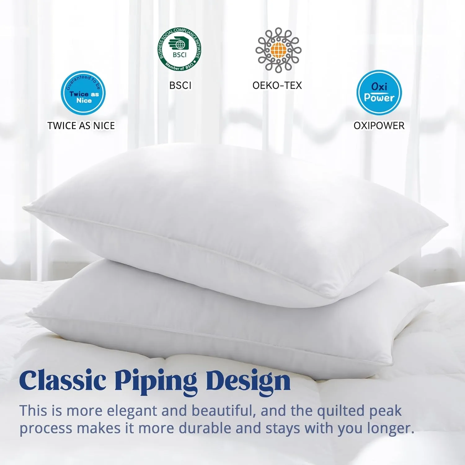 puredown® Goose Feather Down Pillows Standard Size Set of 2, Soft Fluffy Luxury Hotel Collection Bed Pillow for Back, Stomach or Side Sleeper.