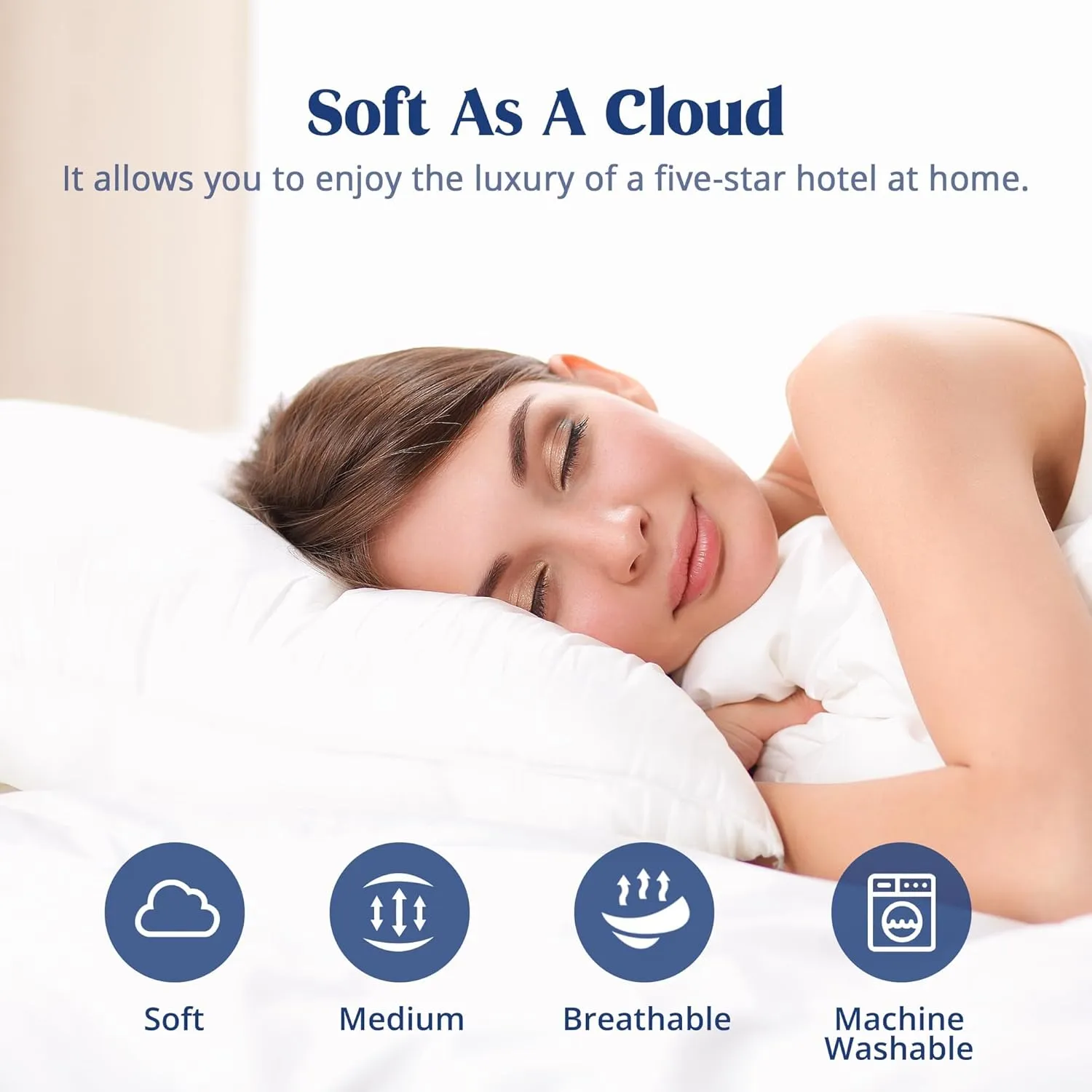 puredown® Goose Feather Down Pillows Standard Size Set of 2, Soft Fluffy Luxury Hotel Collection Bed Pillow for Back, Stomach or Side Sleeper.