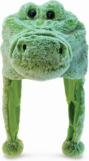Puzzled Brown Moose Plush Hat - Super Soft Warm Hat With Ear Flaps, Cozy Fleece Winter Hat For Kids & Teens - One Size