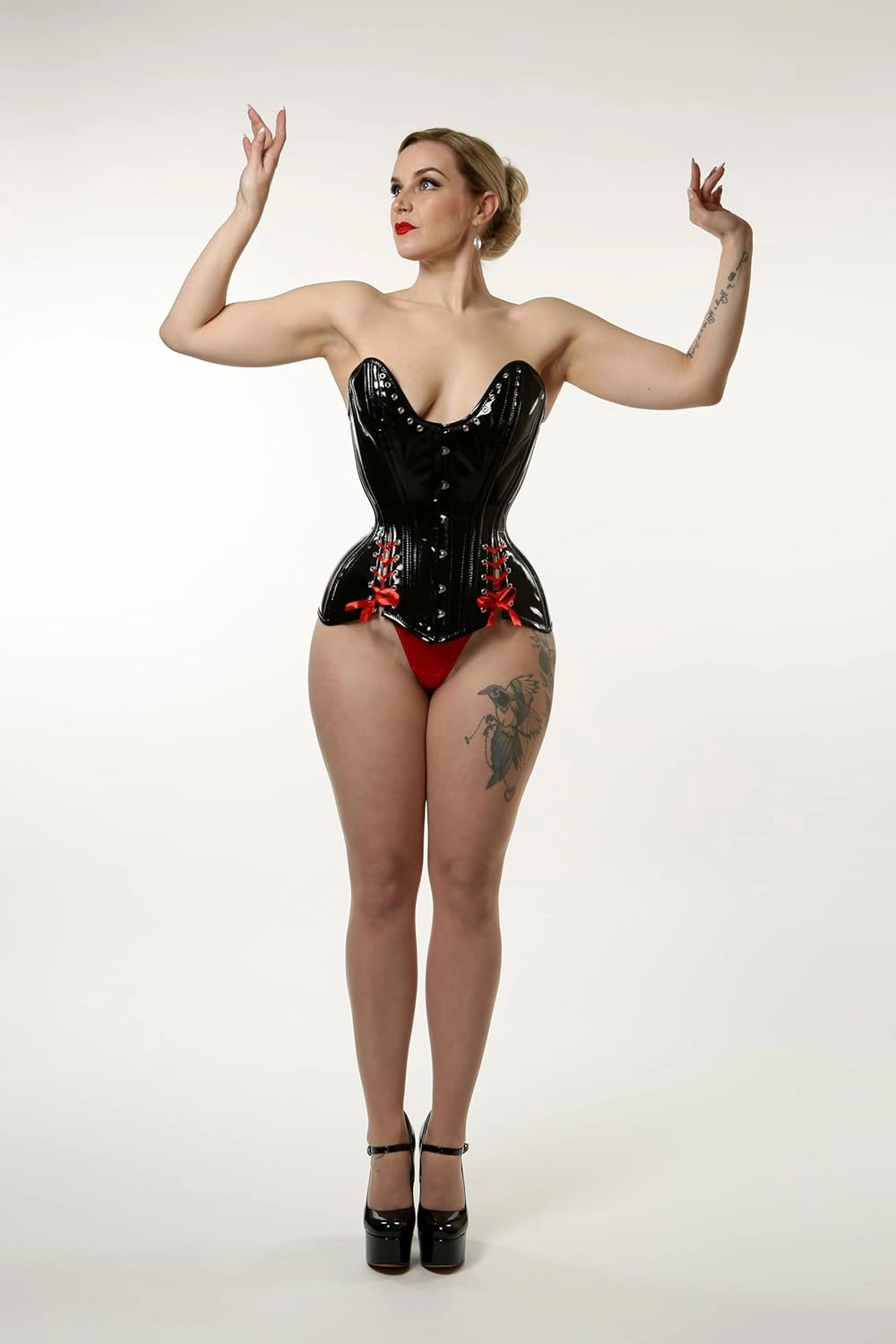PVC Corset Overbust Waist Training Black Double Steel Boned Curvy Corset Womens Overbust Goth Style PVC Corset