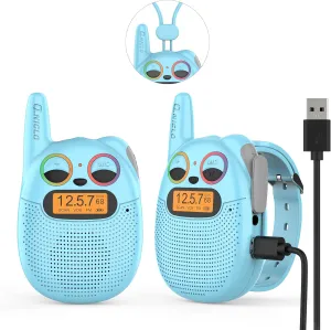 Qniglo Walkie Talkies for Kids Rechargeable 2 Pack,Christmas Birthday Gifts Toys for Age 3-12 Boys Girls, Long Range Kids Walkie-Talkie with FM Radio for Family Kids Adventure Camping Hiking Spy Games