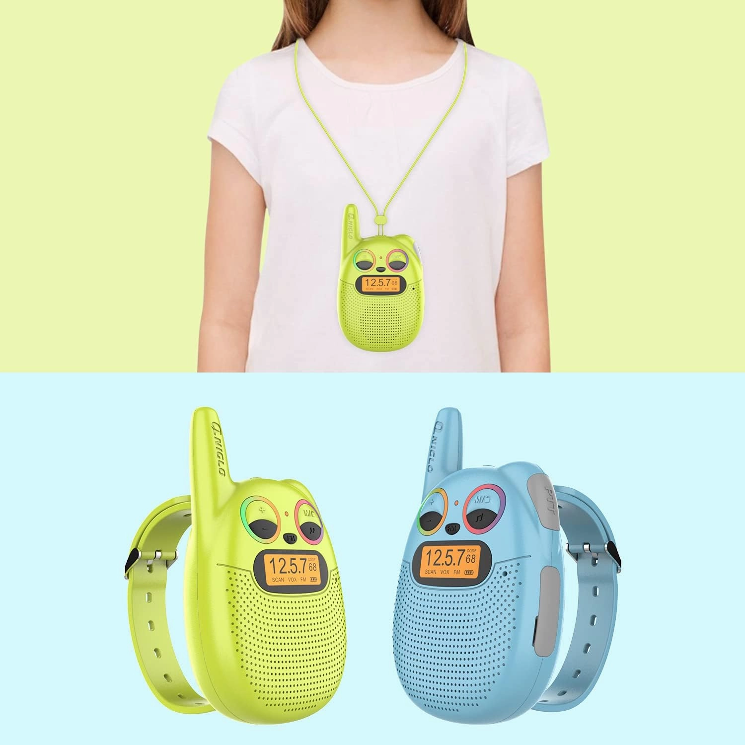 Qniglo Walkie Talkies for Kids 2 Pack, Christmas & Birthday Gifts for Age 3-12 Boys & Girls, Long Range Kids Walky Talky with FM Radios for Family Adventure Camping & Spy Games