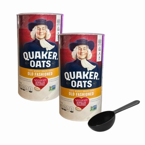Quaker Old Fashioned Oats 18 oz (2 Pack) Bundled, VECOSAS Measuring Spoon - Portion and Savor the Best Traditional Oat