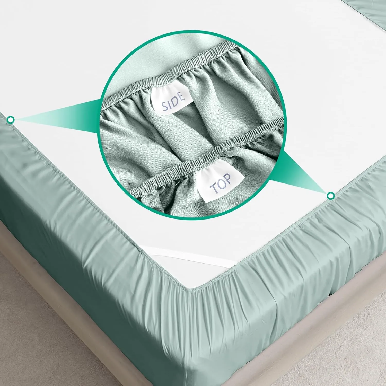 Queen Sheet Set, 100% Rayon Derived from Bamboo, 4-Piece, 16 Inch Deep Pockets, Cooling Sheets for Queen Size Bed Set, Breathable & Silky Soft, Hotel Bedding Sheets & Pillowcases, Sage Green