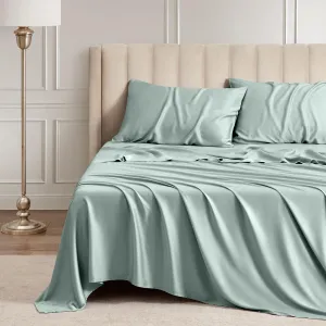 Queen Sheet Set, 100% Rayon Derived from Bamboo, 4-Piece, 16 Inch Deep Pockets, Cooling Sheets for Queen Size Bed Set, Breathable & Silky Soft, Hotel Bedding Sheets & Pillowcases, Sage Green
