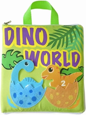 Quiet Books - 8 pages dinosaur theme childrens interactive books, Soft Baby book Touch and feel Cloth Book, Fabric books Activity for Toddlers, Learning to Sensory Book ,Busy Book((Dino World Book))