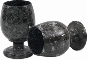 Radicaln Marble Wine Glasses Set of 2 Black 5" Inches Handmade Drinking Glasses for Red & White Wine, Luxury Stone Glasses for Parties, Bar & Home Décor