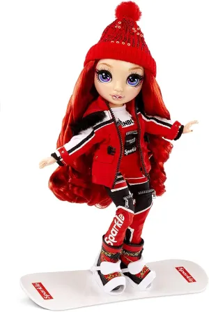 Rainbow High Winter Break Ruby Anderson – Red Fashion Doll and Playset with 2 Designer Outfits, Snowboard and Accessories