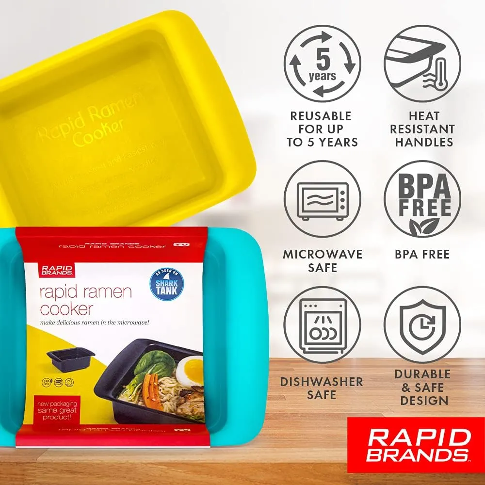 Rapid Ramen Cooker | Microwavable Cookware for Instant Ramen | BPA Free and Dishwasher Safe | Perfect for Dorm, Small Kitchen or Office | Teal, 2 Pack