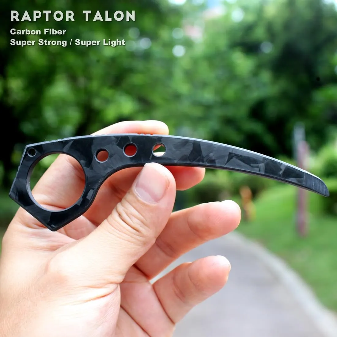 Raptor Talon Karambit Knife, Carbon Fiber Claw, Pocket Fixed Blade, Tactical Combat Trainer Tool, No Cutting Edge, for Practice Training and Play, Gifts for Adults Teens (Carbon Fiber Marbling)