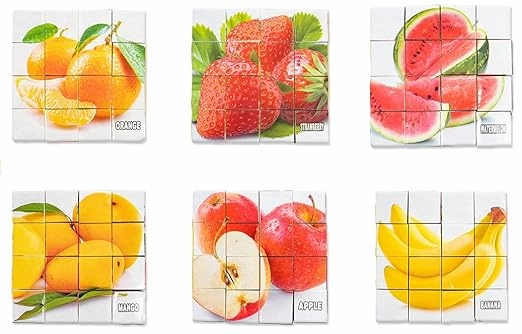 RATNA'S 5 in 1 Educational Orange Fruit Picture Blocks for Kids - Multicolor
