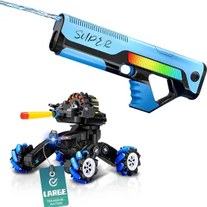 RC Soft Bullet Tank with Drift Wheels & Gesture Control   Automatic Electric Water Gun – Outdoor Battle Toy Bundle for Kids – Safe Foam Ammo & Water Blasting Fun – Ages 6 