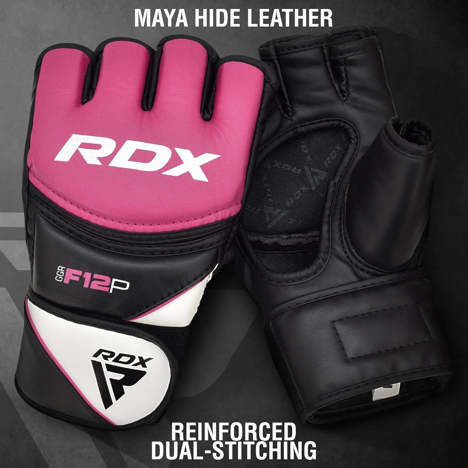 RDX Women's MMA Gloves Grappling Martial Arts Sparring Punching Bag Cage Fighting Maya Hide Leather Mitts Combat Training