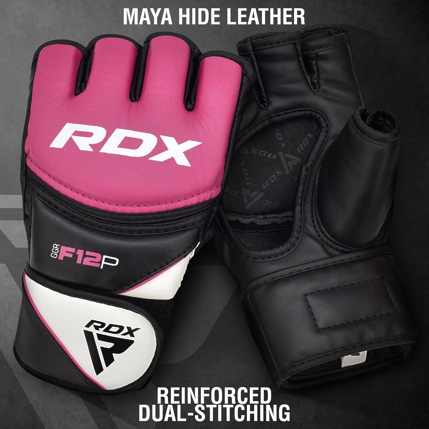 RDX Women's MMA Gloves Grappling Martial Arts Sparring Punching Bag Cage Fighting Maya Hide Leather Mitts Combat Training