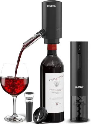 Rechargeable Electric Wine Opener Set - All-in-One Premium Wine Gift with Wine Aerator, Vacuum Stopper and Foil Cutter - Perfect for Christmas, Home, Bar, and Party Use-Day Gifts for Dad