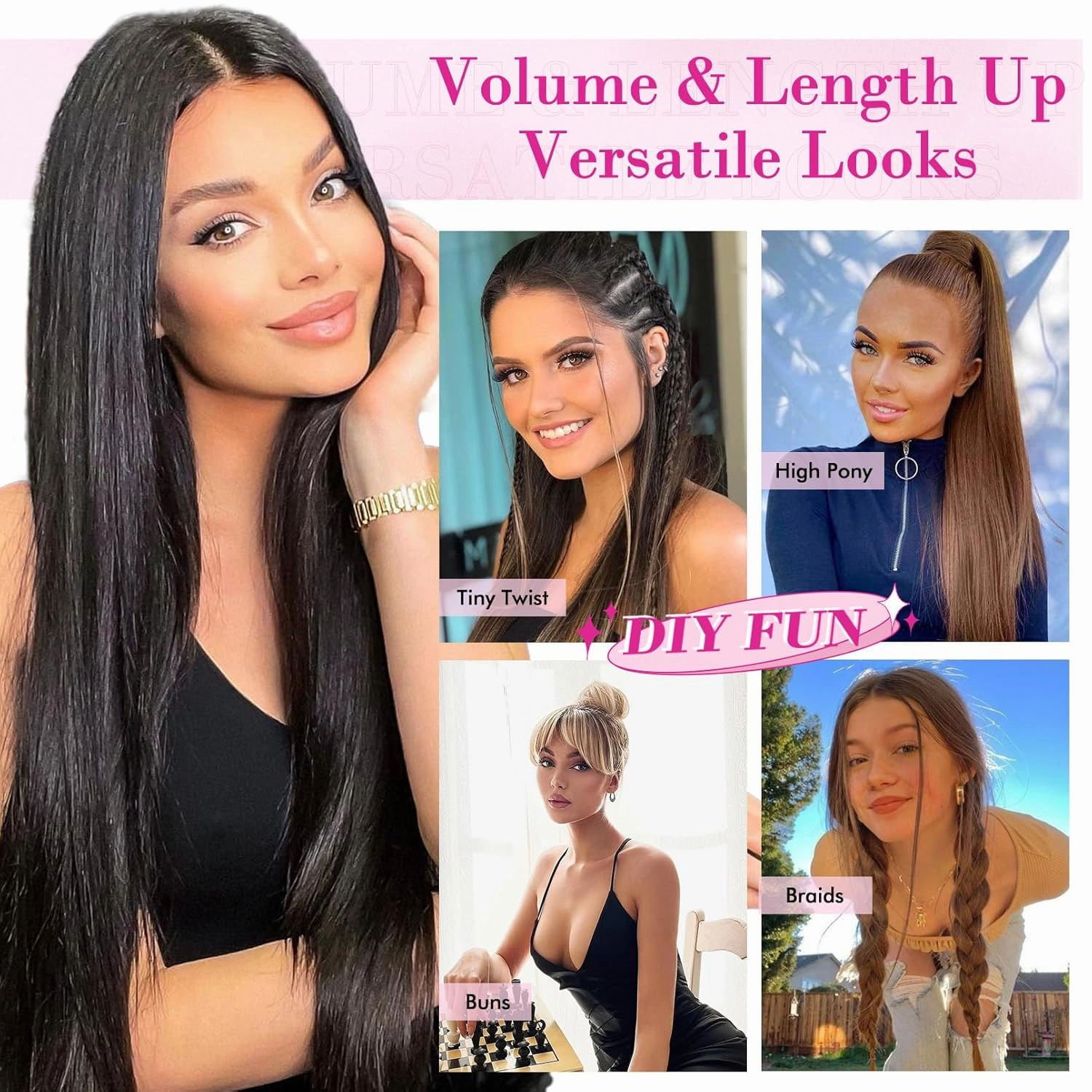 REECHO Hair Extensions, 11PCS Clip in Hair Extensions 24" Long Straight hair extensions HE005 Natural Soft Synthetic Hairpieces for Women – Ash Blonde with Highlights