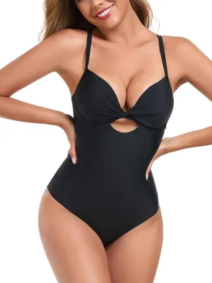 RELLECIGA Women’s Push Up One Piece Swimsuit Deep V Neck Cutout Bathing Suit