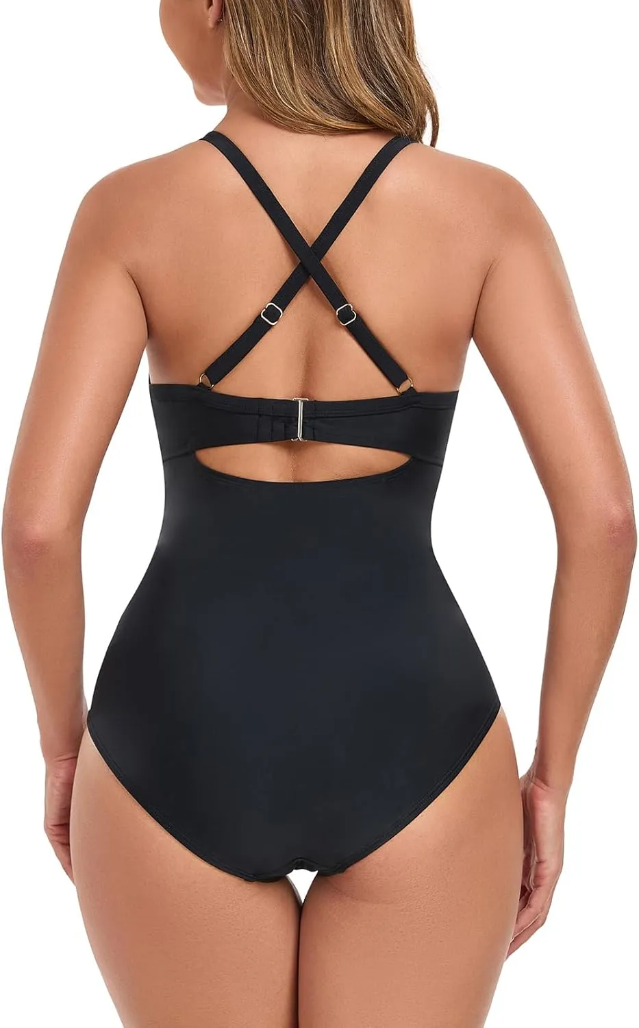 RELLECIGA Women’s Push Up One Piece Swimsuit Deep V Neck Cutout Bathing Suit