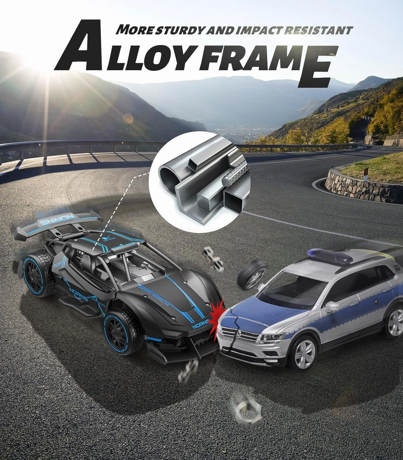 Remote Control Car for Boys Girls, Hobby RC Cars rc Crawler 2.4Ghz Alloy Metal Frame Fast Vehicle 15KM/H Racing Toy Car Model Rechargeable Battery, Kids Adults Birthday