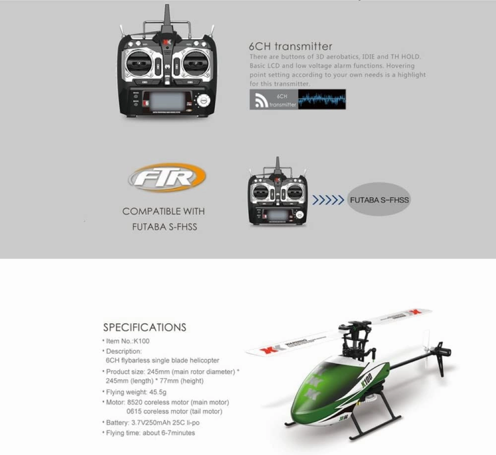 Remote Control Helicopter, RC Helicopters with 3D/6G Mode Gyro for Adults Kids, 6 Channel RC Aircraft with 2.4G LCD RC Helicopter Toys for Boys RC Plane
