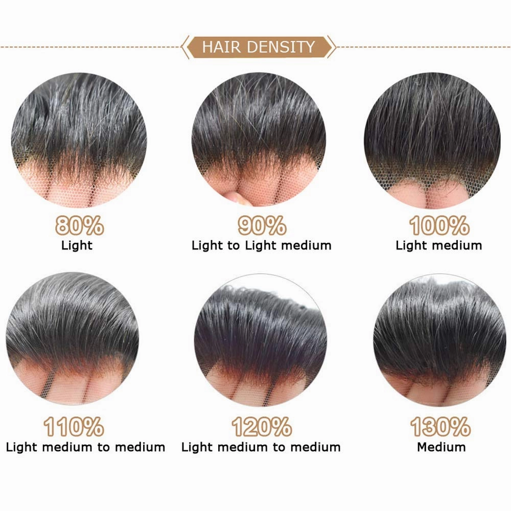 RESHE Mens Hair System French Lace Front Hair Pieces For Men Toupee For Men Real Human Hair Replacement System Slight Wavy Hand Tied Men's Hairpiece 7"X9"-100% Light medium density #18