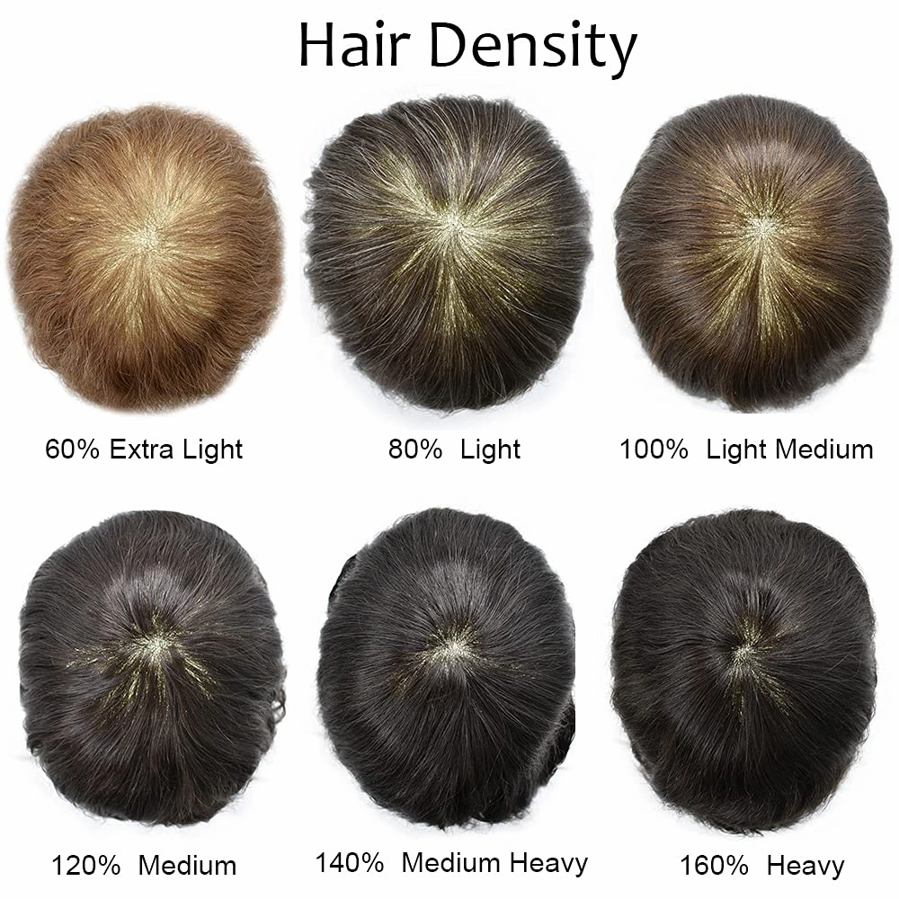 RESHE Mens Hair System Ultra Thin Skin Toupee For Men Transparent Super Thin Poly V-Looped Hair Piece For Men Toupee Protesis Capilar Para Hombre8x10#1 JET BLACK 90% Light density