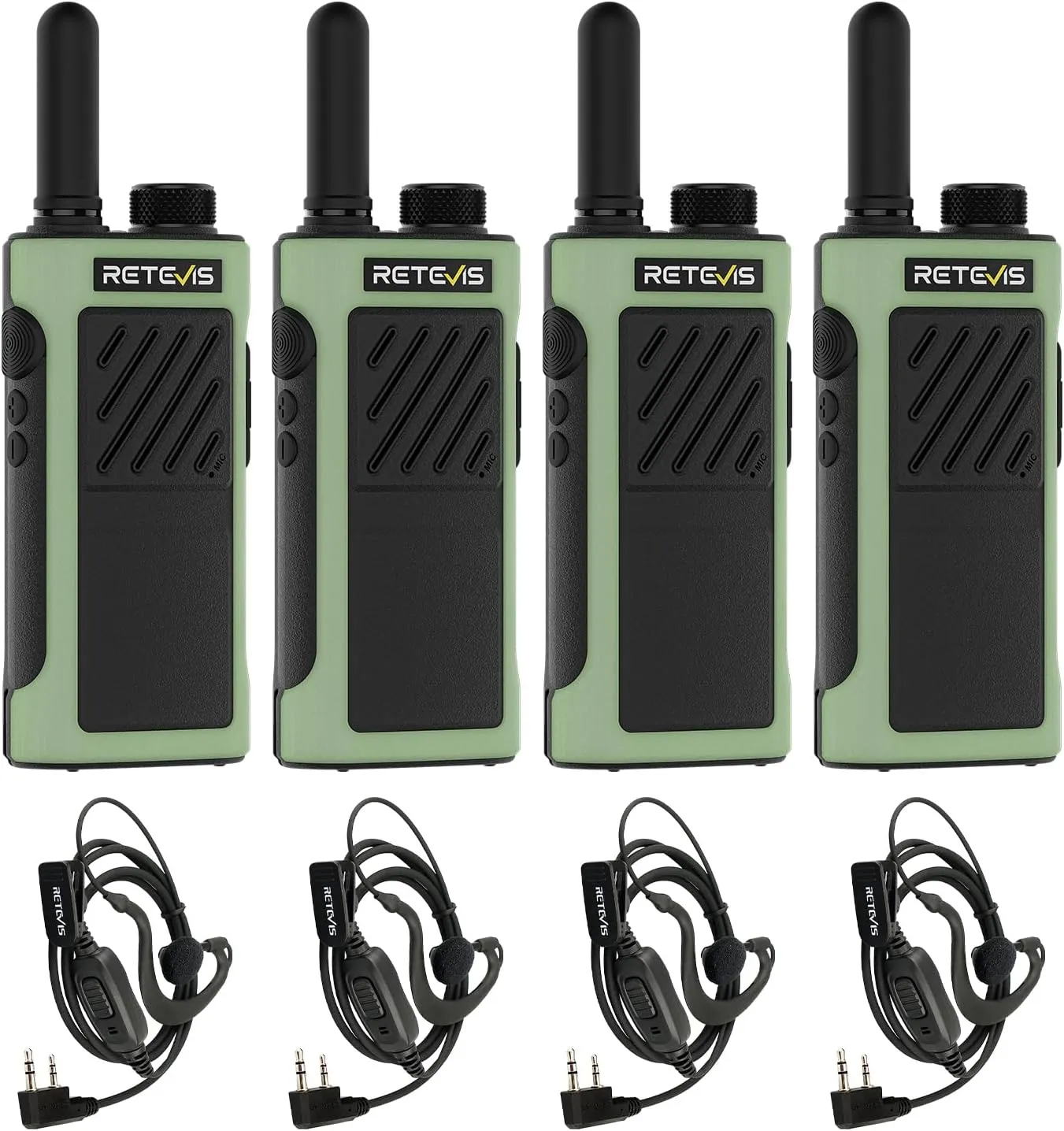 Retevis RB66P Fast Charging Two Way Radio Long Range Rechargeable,Portable FRS Two-Way Radios with Earpiece,1500mAh,Emergency Alarm,USB-C Charging,Walkie Talkies for Retail Hotel Restaurant(4 Pack)