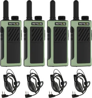 Retevis RB66P Fast Charging Two Way Radio Long Range Rechargeable,Portable FRS Two-Way Radios with Earpiece,1500mAh,Emergency Alarm,USB-C Charging,Walkie Talkies for Retail Hotel Restaurant(4 Pack)