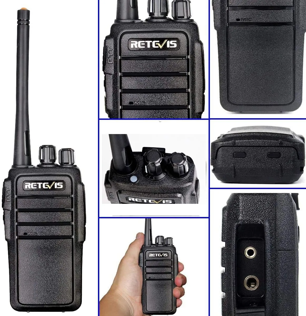 Retevis RT21 Updated 3000mAh Rechargeable Walkie Talkies,2 Way Radio Long Range,Portable and Durable,Emergency Alarm,Walkie Talkies with Earpiece and Mic Set(10 Pack)