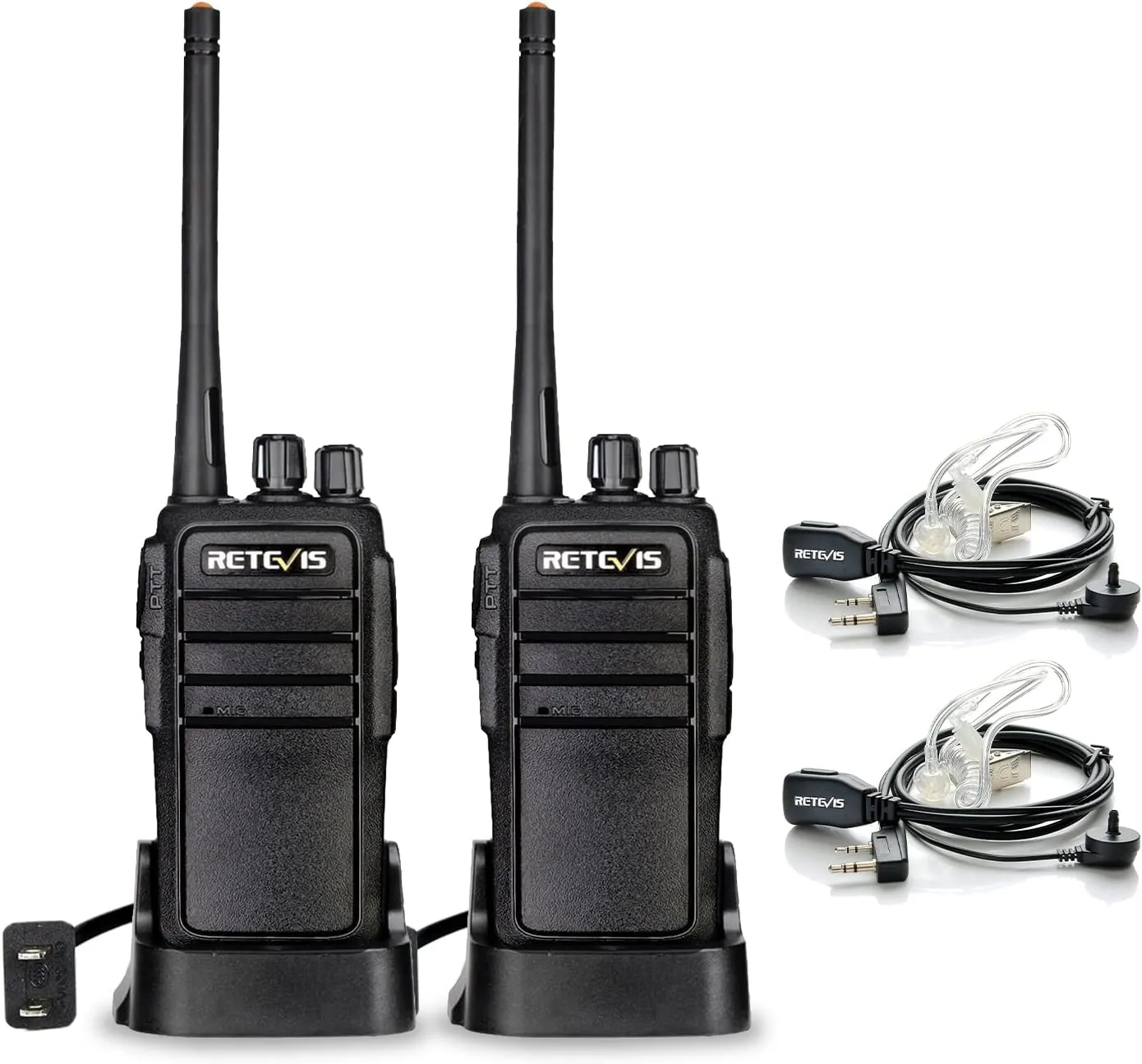 Retevis RT21 Walkie Talkies with Earpiece and Mic Set, Adults Long Range 2 Way Radios, Portable FRS Two-Way Radios(2 Pack)