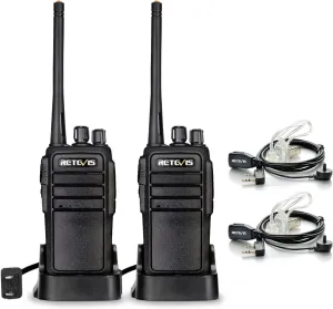 Retevis RT21 Walkie Talkies with Earpiece and Mic Set, Adults Long Range 2 Way Radios, Portable FRS Two-Way Radios(2 Pack)