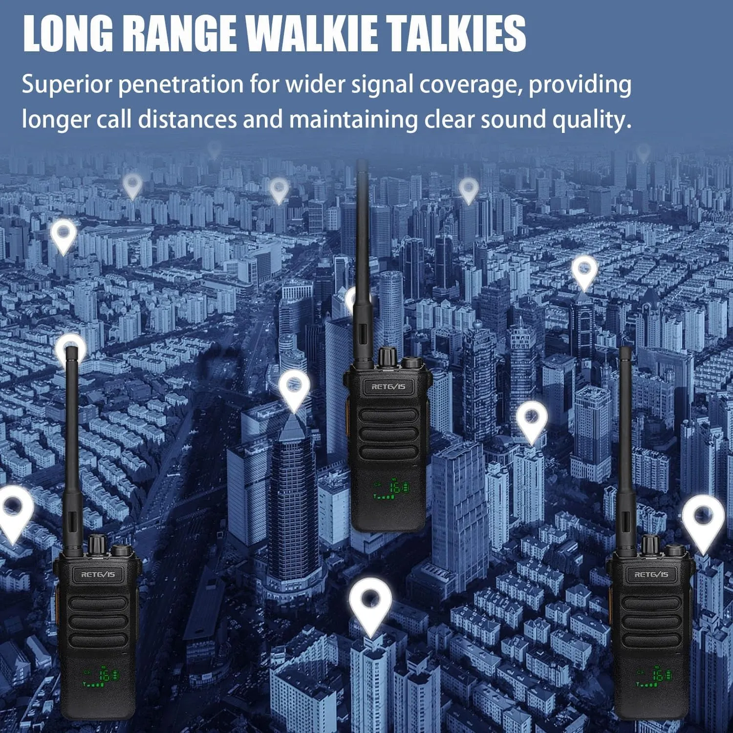 Retevis RT86 Bulk Walkie Talkies for Adult with Earpiece, High Power Two Way Radios Long Range, Business/Professional,Heavy Duty 2 Way Radios Rechargeable, for Industry Construction Logistics(10 Pack)