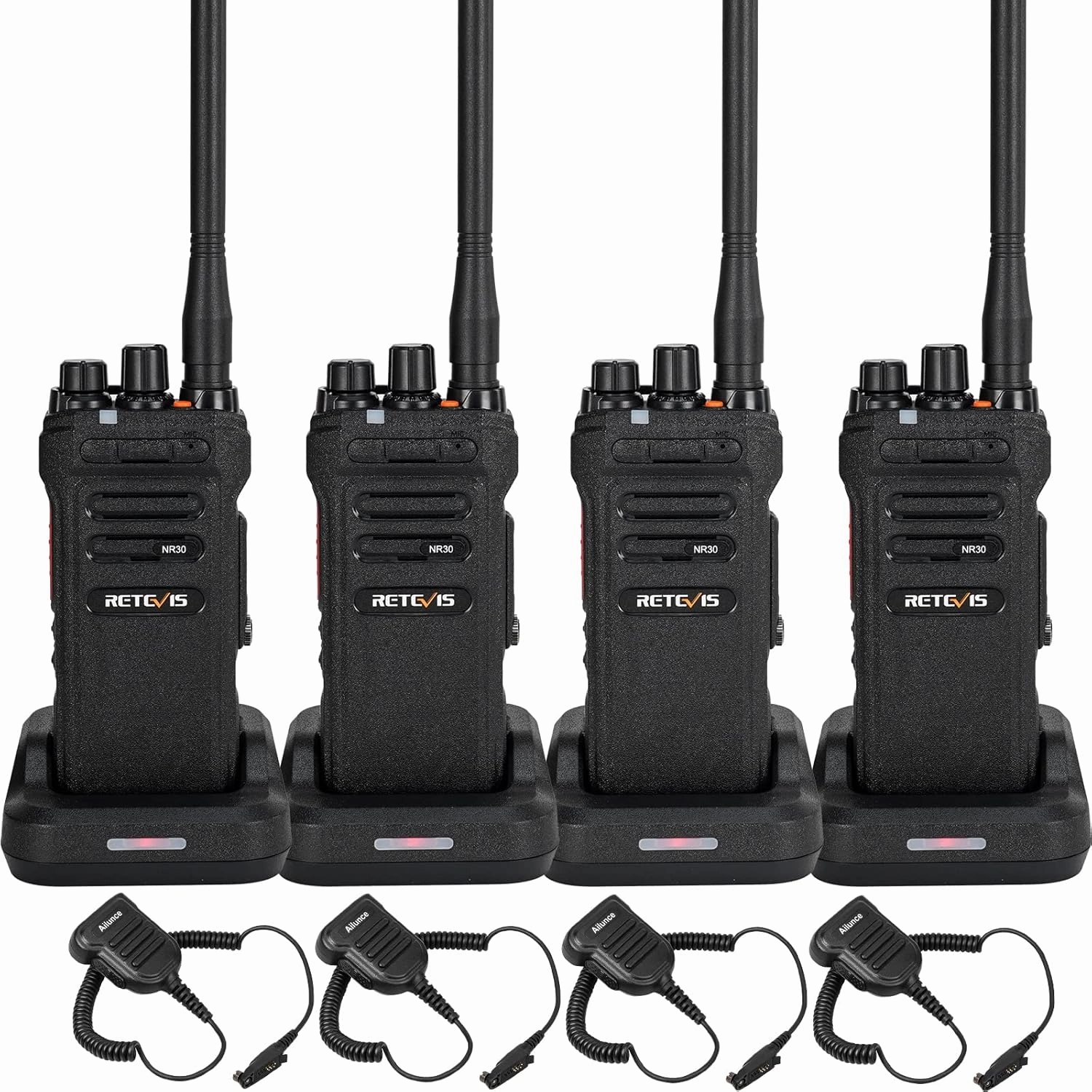 Retevis NR30 GMRS 2 Way Radio Long Range,IP67 Waterproof Walkie Talkies with Mic,Professional Two Way Radios Rechargeable,2800mAh,Noise Cancelling,Group Call,for Manufacturing Contractor(4 Pack)