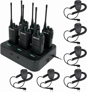 Retevis RB29 Walkie Talkies with Shoulder Mic,Rechargeable 2 Way Radios 6 Pack,with 6 Way Multi Gang Charger,Intuitive Charging Progress,Rugged Two Way Radio for Business Factory Jobsite Warehouse