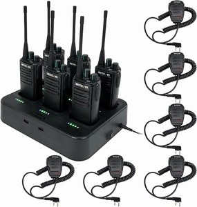 Retevis RB29 Walkie Talkies with Shoulder Mic,Rechargeable 2 Way Radios 6 Pack,with 6 Way Multi Gang Charger,Intuitive Charging Progress,Rugged Two Way Radio for Business Factory Jobsite Warehouse