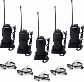 Retevis RT1 2 Way Radios Walkie Talkies Long Range,High Power Two Way Radios Rechargeable,with Earpiece,3000mAh Battery, Rugged, Emergency Alarm,for Adult Construction Warehouse Industry(5 Pack)