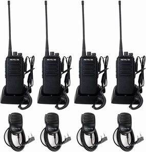 Retevis RT1 Two Way Radios for Adults Long Range,Professional 2 Way Radio with Earpiece and Mic Set,Heavy Duty Two Way Radio Rechargeable,3000mAh,for Warehouse School Security(4 Pack)