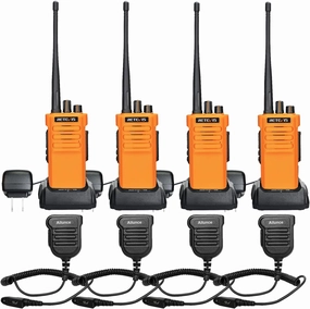 Retevis RT29 2 Way Radios Walkie Talkies Adults Long Range, Heavy Duty Two Way Radios Rechargeable,3200mAh,VOX,Alarm,with IP67 Waterproof Speak Mic, Professional for Construction School(4 Pack)