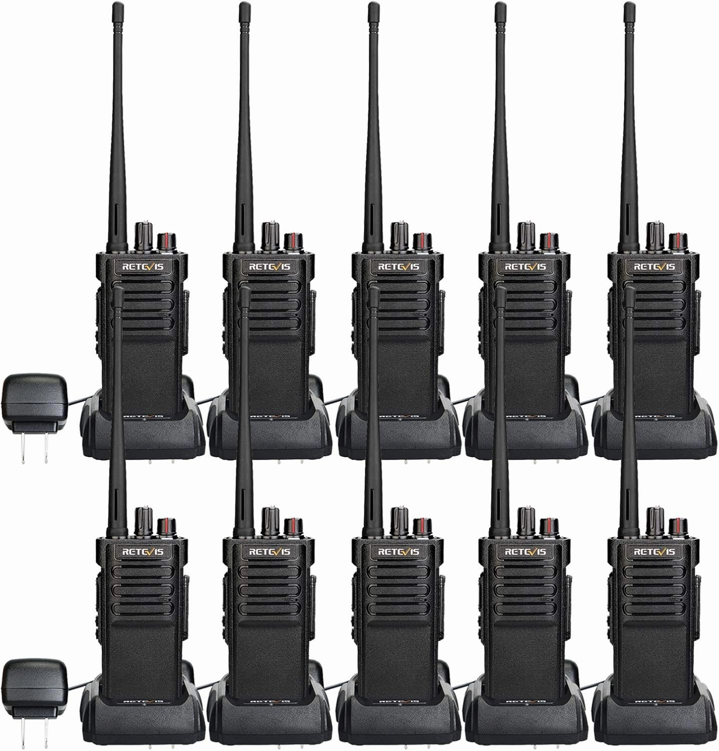 Retevis RT29 High Power Two Way Radio,Bulk Walkie Talkies for Adults Long Range, 3200mAh Rechargeable,Professional 2 Way Radio for Commercial Team Communication(10 Pack)