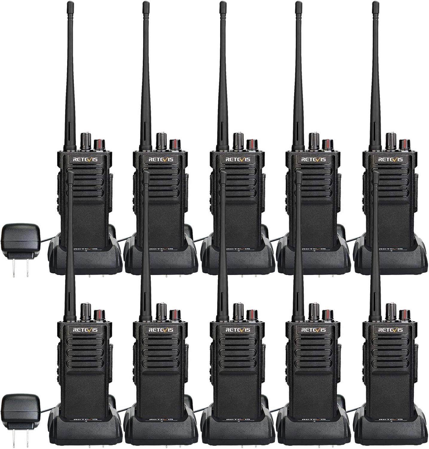 Retevis RT29 High Power Two Way Radio,Bulk Walkie Talkies for Adults Long Range, 3200mAh Rechargeable,Professional 2 Way Radio for Commercial Team Communication(10 Pack)