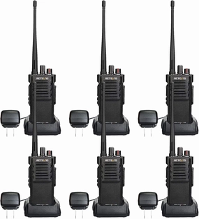 Retevis RT29 Two Way Radio,Heavy Duty 2 Way Radio,Professional Walkie Talkies Long Range Rechargeable with 3200mAh,Fall-Resistant,Waterproof,for Construction School(6 Pack)