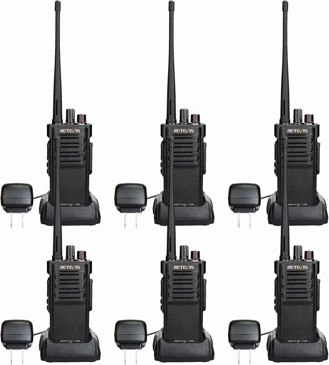 Retevis RT29 Two Way Radio,Heavy Duty 2 Way Radio,Professional Walkie Talkies Long Range Rechargeable with 3200mAh,Fall-Resistant,Waterproof,for Construction School(6 Pack)