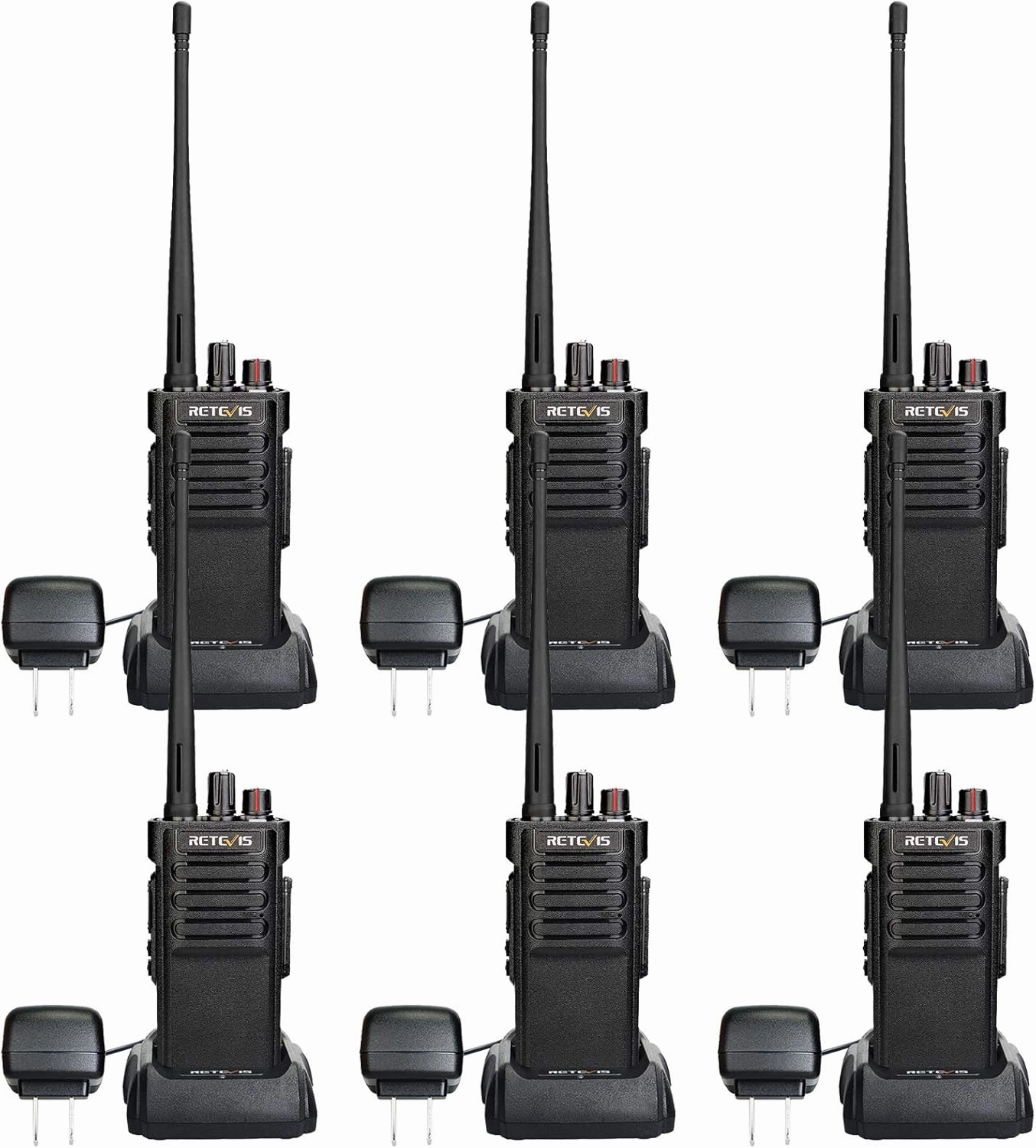 Retevis RT29 Two Way Radio,Heavy Duty 2 Way Radio,Professional Walkie Talkies Long Range Rechargeable with 3200mAh,Fall-Resistant,Waterproof,for Construction School(6 Pack)