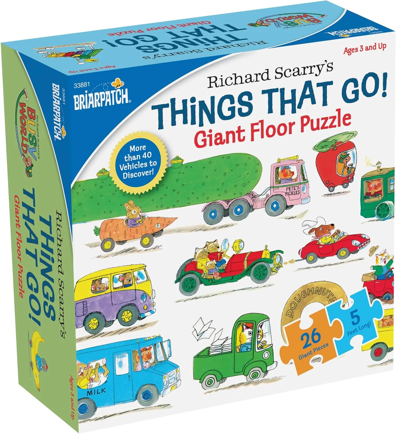 Richard Scarry Things That Go Seek and Find Giant Floor Puzzle, Learn by Finding Hidden Items from Four Classic Scenes from Richard Scarry’s bestselling Busytown Books, for Ages 3 