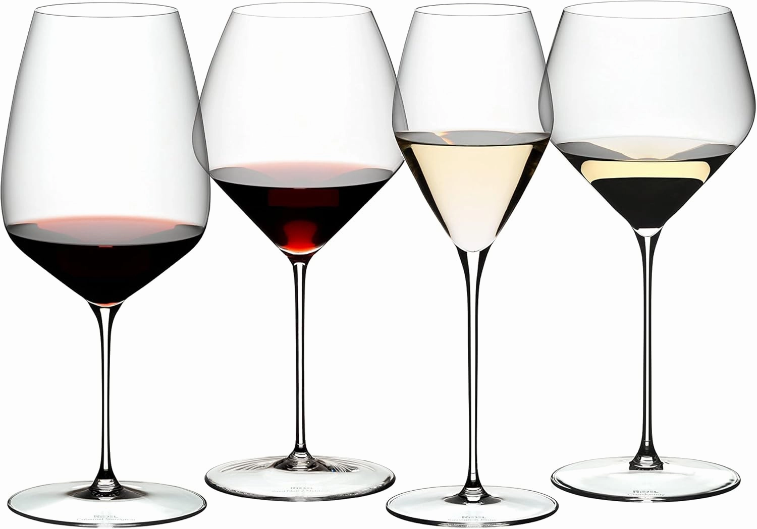 Riedel Veloce Tasting Set, Wine Glasses, 4 Pack – Cabernet, Pinot Noir, Sauvignon Blanc, Chardonnay - Dishwasher Safe, Crystal Glass - 5330/47