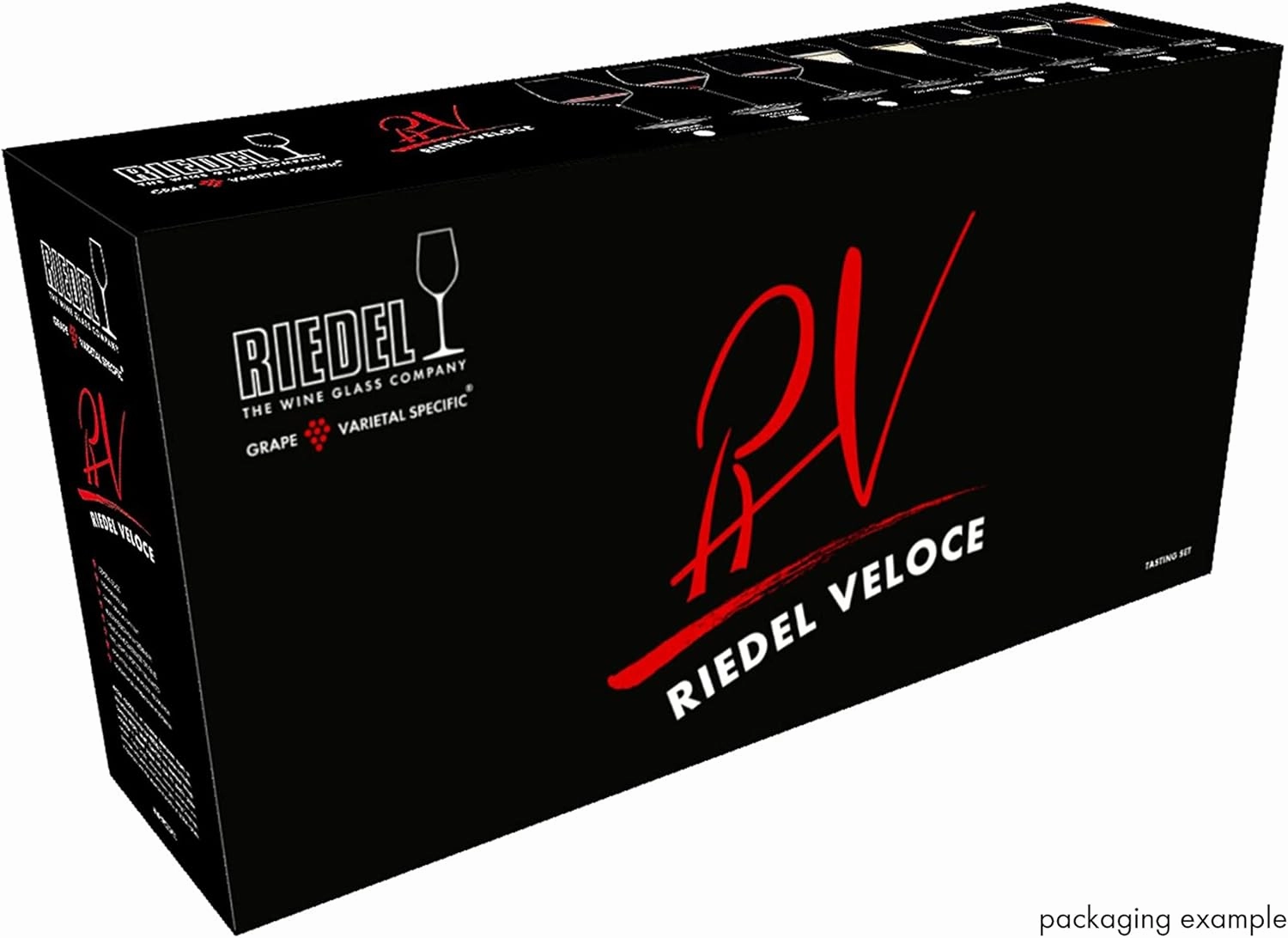 Riedel Veloce Tasting Set, Wine Glasses, 4 Pack – Cabernet, Pinot Noir, Sauvignon Blanc, Chardonnay - Dishwasher Safe, Crystal Glass - 5330/47