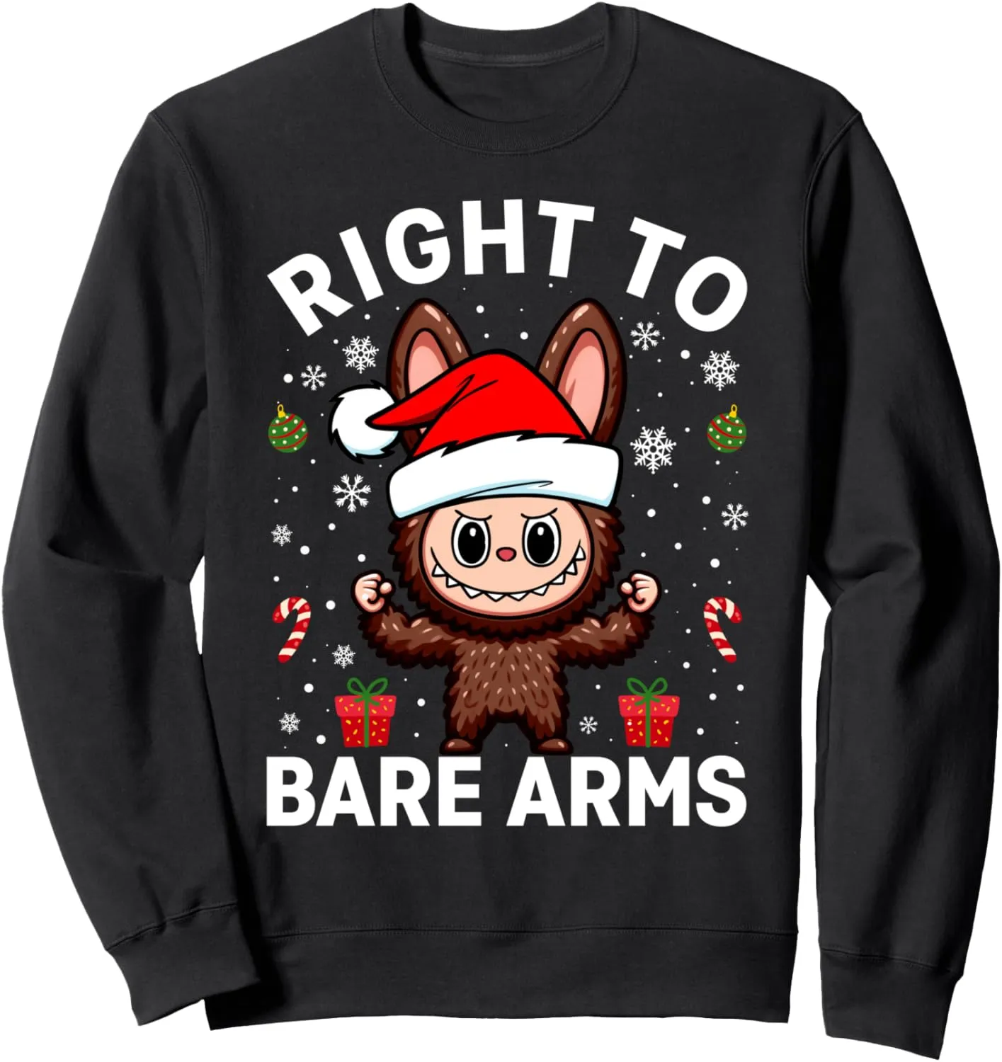 Right To Bare Arms Labubu Gymer Christmas Funny Gym Workout Sweatshirt