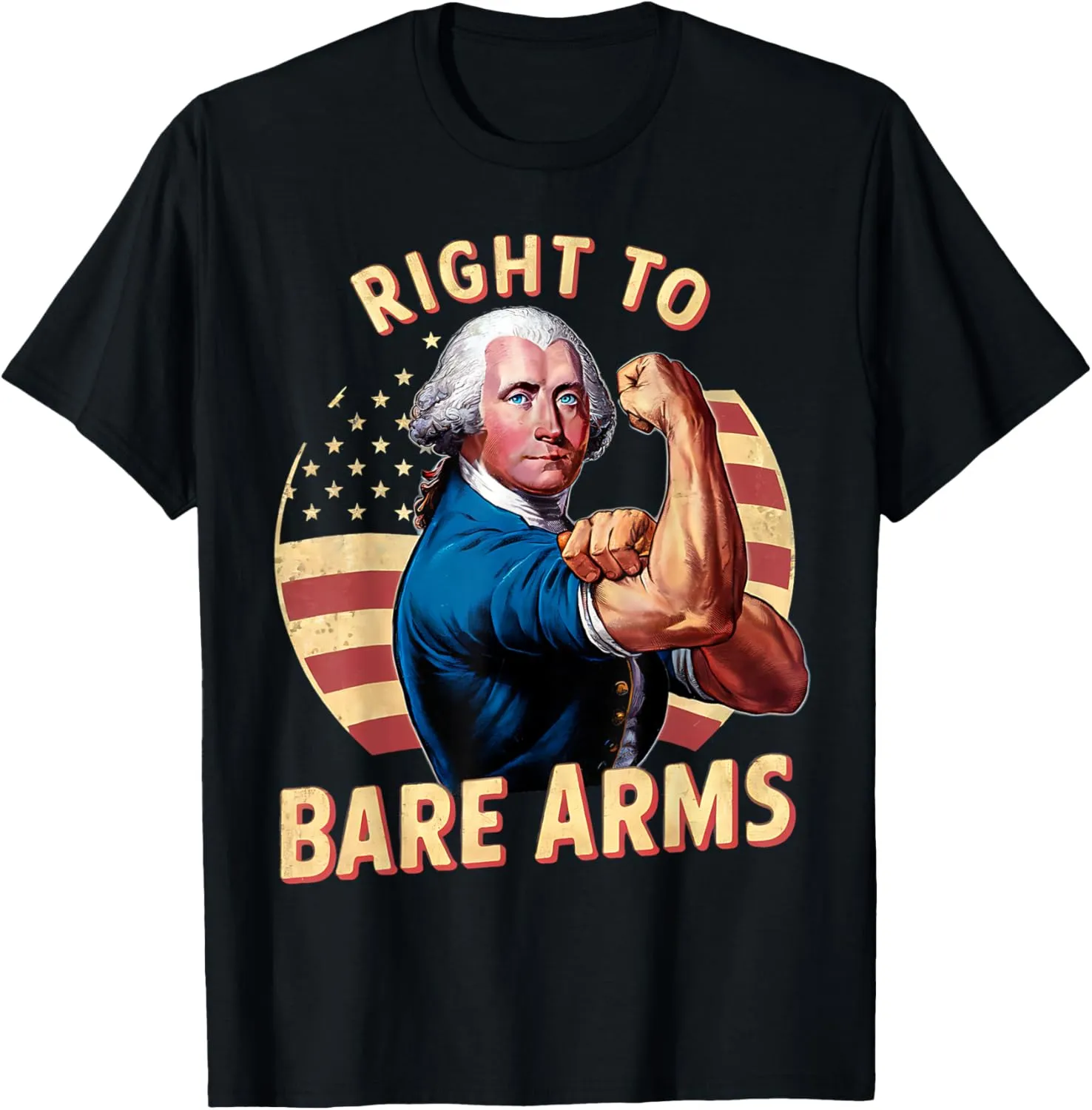 Right To Bare Arms Us Flag 4th Of July Funny Gym Workout T-Shirt