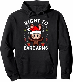 Right To Bare Arms Labubu Gymer Christmas Funny Gym Workout Pullover Hoodie
